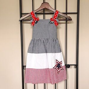 Counting Daisies Red, White & Blue Gingham Dress Sz 5